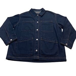 Stoosh Vintage Denim Chore Jacket Mens XL Dark Wash‎ Blue Button Front Work Coat